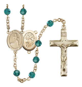 14 Karat Gold-Filled 6mm Austrian Crystal Saint Sebastian/Track & Field Rosary in Zircon