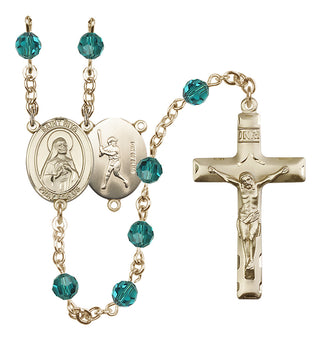 14 Karat Gold-Filled 6mm Austrian Crystal Saint Rita / Baseball Rosary in Zircon