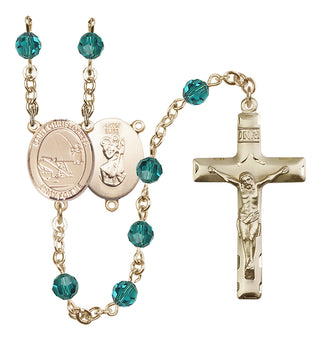 14 Karat Gold-Filled 6mm Austrian Crystal Saint Christopher / Fishing Rosary in Zircon