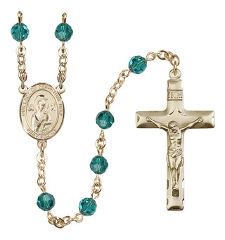 14 Karat Gold-Filled 6mm Austrian Crystal Our Lady of Perpetual Help Rosary in Zircon