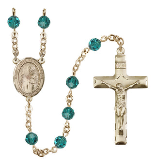 14 Karat Gold-Filled 6mm Austrian Crystal Saint John of the Cross Rosary in Zircon