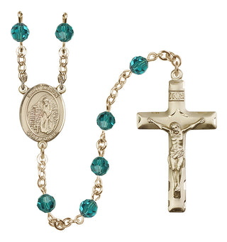 14 Karat Gold-Filled 6mm Austrian Crystal Saint Aaron Rosary in Zircon