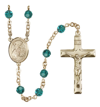 14 Karat Gold-Filled 6mm Austrian Crystal Saint Fiacre Rosary in Zircon