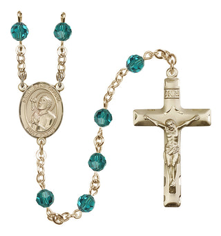 14 Karat Gold-Filled 6mm Austrian Crystal Saint Rene Goupil Rosary in Zircon