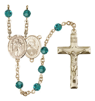 14 Karat Gold-Filled 6mm Austrian Crystal Divine Mercy Rosary in Zircon