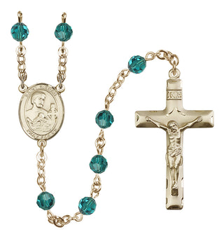 14 Karat Gold-Filled 6mm Austrian Crystal Saint Kieran Rosary in Zircon