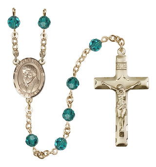 14 Karat Gold-Filled 6mm Austrian Crystal Saint Peter Canisius Rosary in Zircon