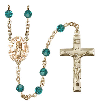 14 Karat Gold-Filled 6mm Austrian Crystal Saint Kateri Tekakwitha Rosary in Zircon
