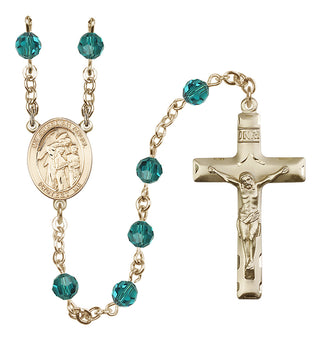 14 Karat Gold-Filled 6mm Austrian Crystal Guardian Angel w/Children Rosary in Zircon