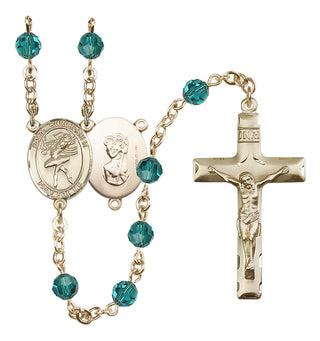 14 Karat Gold-Filled 6mm Austrian Crystal Saint Christopher/Dance Rosary in Zircon