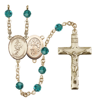 14 Karat Gold-Filled 6mm Austrian Crystal Saint Sebastian/Softball Rosary in Zircon