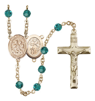 14 Karat Gold-Filled 6mm Austrian Crystal Saint Sebastian / Choir Rosary in Zircon