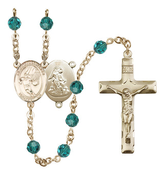 14 Karat Gold-Filled 6mm Austrian Crystal Guardian Angel/Basketball Rosary in Zircon