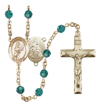 14 Karat Gold-Filled 6mm Austrian Crystal Guardian Angel/Softball Rosary in Zircon