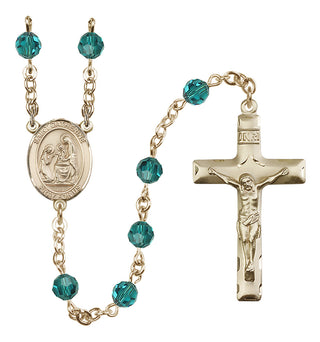 14 Karat Gold 6mm Austrian Crystal Saint Catherine of Siena Rosary in Zircon