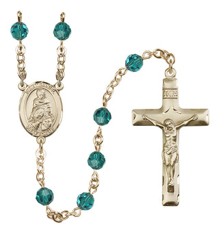 14 Karat Gold 6mm Austrian Crystal Saint Daniel Rosary in Zircon