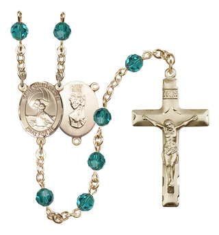 14 Karat Gold 6mm Austrian Crystal Saint Christopher/Water Polo Women Rosary in Zircon