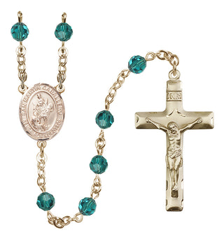 14 Karat Gold 6mm Austrian Crystal San Martin Caballero Rosary in Zircon