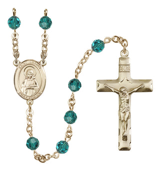 14 Karat Gold 6mm Austrian Crystal Saint Lillian Rosary in Zircon