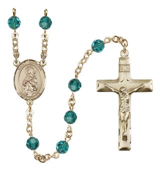 14 Karat Gold 6mm Austrian Crystal Saint Matilda Rosary in Zircon