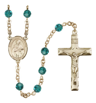14 Karat Gold 6mm Austrian Crystal Saint Gabriel Possenti Rosary in Zircon