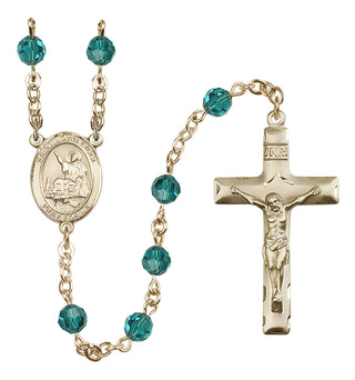 14 Karat Gold 6mm Austrian Crystal Saint John Licci Rosary in Zircon