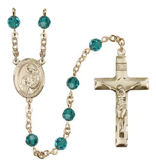 14 Karat Gold 6mm Austrian Crystal Saint Paula Rosary in Zircon