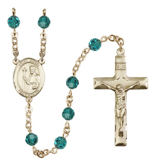 14 Karat Gold 6mm Austrian Crystal Saint Regis Rosary in Zircon