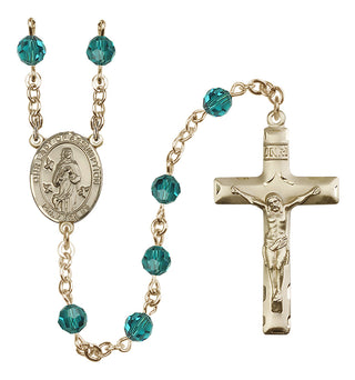 14 Karat Gold 6mm Austrian Crystal Our Lady of Assumption Rosary in Zircon