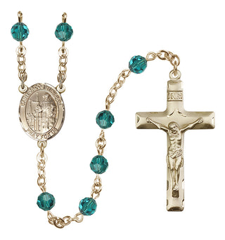 14 Karat Gold 6mm Austrian Crystal Saint Jacob of Nisibis Rosary in Zircon