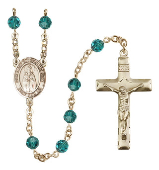 14 Karat Gold 6mm Austrian Crystal Our Lady of Rosa Mystica Rosary in Zircon