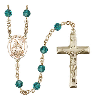 14 Karat Gold 6mm Austrian Crystal Guardian Angel Protector Rosary in Zircon
