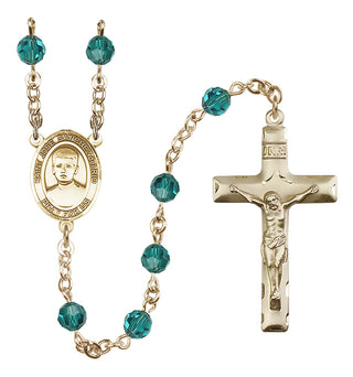 14 Karat Gold 6mm Austrian Crystal Saint Jose Sanchez del Rio Rosary in Zircon