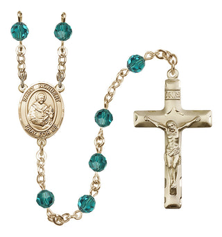 14 Karat Gold 6mm Austrian Crystal Saint Norbert of Xanten Rosary in Zircon