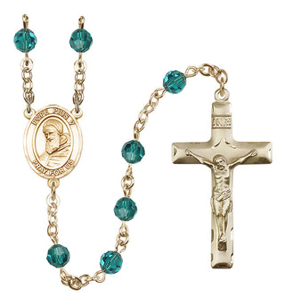 14 Karat Gold 6mm Austrian Crystal Pope Pius V Rosary in Zircon