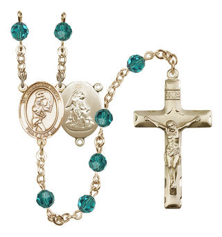 14 Karat Gold 6mm Austrian Crystal Guardian Angel/Softball Rosary in Zircon