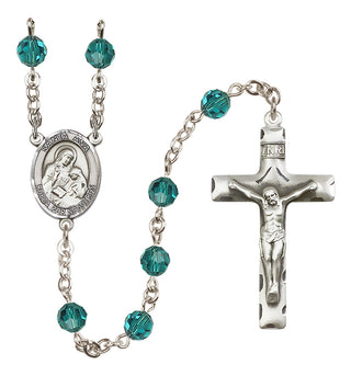 Sterling Silver 6mm Austrian Crystal Santa Ana Rosary in Zircon