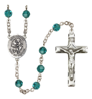 Sterling Silver 6mm Austrian Crystal San Antonio Rosary in Zircon
