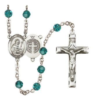 Sterling Silver 6mm Austrian Crystal Saint Benedict Rosary in Zircon