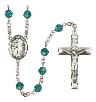 Sterling Silver 6mm Austrian Crystal Saint Brendan the Navigator Rosary in Zircon