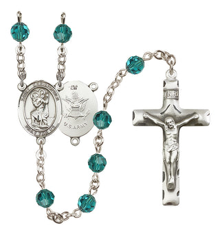 Sterling Silver 6mm Saint Christopher / Army Rosary