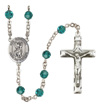 Sterling Silver 6mm Austrian Crystal San Cristobal Rosary in Zircon