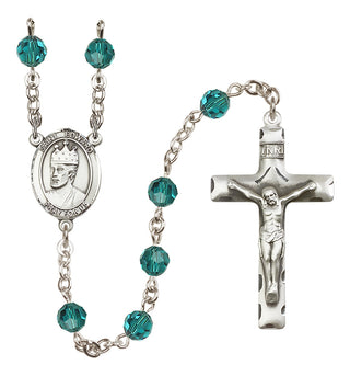 Sterling Silver 6mm Austrian Crystal Saint Edward the Confessor Rosary in Zircon