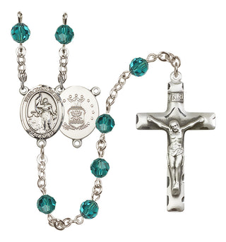 Sterling Silver 6mm Austrian Crystal Saint Joan of Arc / Air Force Rosary in Zircon