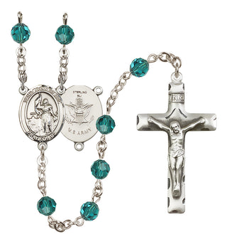 Sterling Silver 6mm Austrian Crystal Saint Joan of Arc / Army Rosary in Zircon