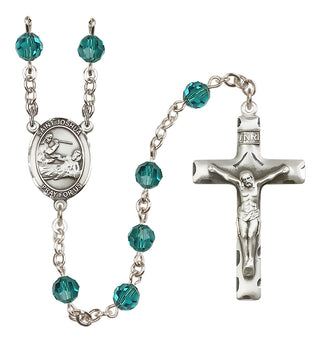 Sterling Silver 6mm Austrian Crystal Saint Joshua Rosary in Zircon