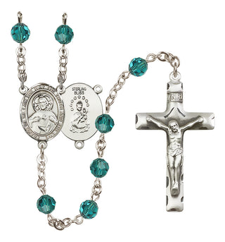 Sterling Silver 6mm Austrian Crystal Scapular Rosary in Zircon
