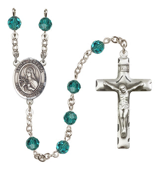Sterling Silver 6mm Austrian Crystal Santa Teresita Rosary in Zircon