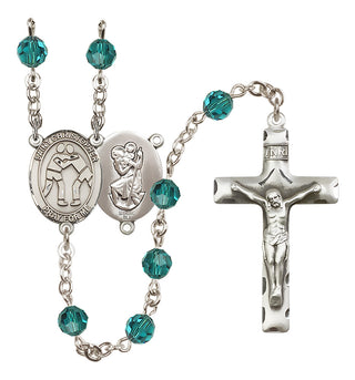 Sterling Silver 6mm Saint Christopher/Wrestling Rosary