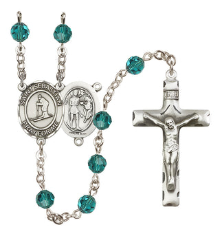 Sterling Silver 6mm Saint Sebastian/Skiing Rosary